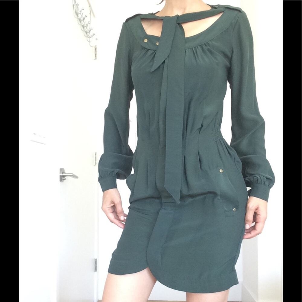 💕HP💕Designer Emerald Green shirt silk dress